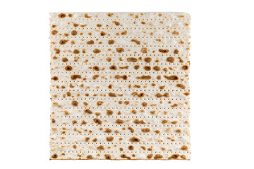 Matzah. Jewish traditional Passover bread. Pesach celebration symbol. Isolated on white. With some free space for your text or sign . Close-up.