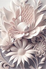 Paper cut style, white flowers, AI art