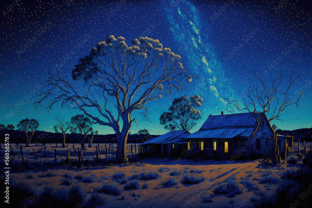 Wall mural Starry night in May, Dinner Plain Australia. Generative AI