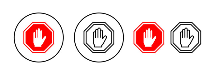 Stop icon vector for web and mobile app. stop road sign. hand stop sign and symbol. Do not enter stop red sign with hand