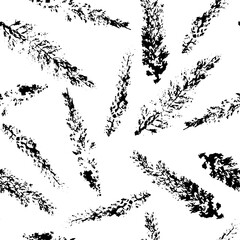 Vector seamless botanical pattern, imprinted leaves. Beautiful design for textile, wallpaper, wrapping paper.