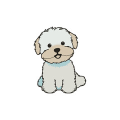 Adorable Hand Drawn Dog, A cute and whimsical illustration of a dog with a unique personality, perfect for children's rooms, baby nurseries, or animal lovers.