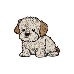 Adorable Hand Drawn Dog, A cute and whimsical illustration of a dog with a unique personality, perfect for children's rooms, baby nurseries, or animal lovers.