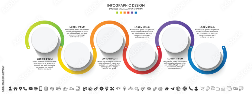 Poster Steps business data visualization timeline process infographic template design with icons