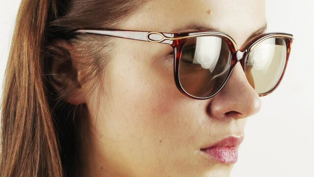 woman with different vintage sunglasses
