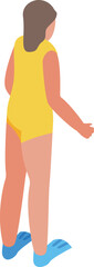 Girl swim icon isometric vector. Child pool. Camp park