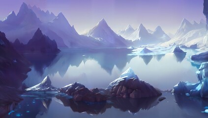 (4K) Illustration of a glacier landscape wallpaper/background AI