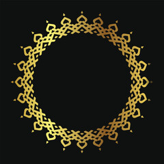 decorative round frame for design with floral ornament. Circle frame. Template for printing postcards, invitations, books, for textiles, engraving, wooden furniture, forging.