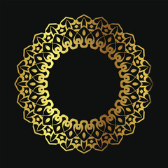 decorative round frame for design with floral ornament. Circle frame. Template for printing postcards, invitations, books, for textiles, engraving, wooden furniture, forging.