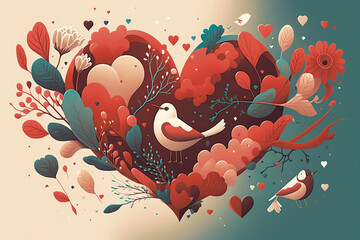 Valentine's day background design. Digital art, generative ai.