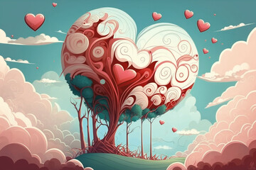 Valentine's day background design. Digital art, generative ai.
