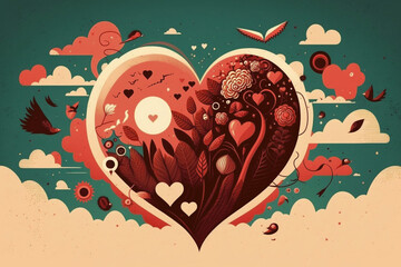 Valentine's day background design. Digital art, generative ai.