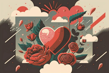 Valentine's day background design. Digital art, generative ai.