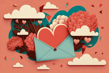 Valentine's day background design. Digital art, generative ai.