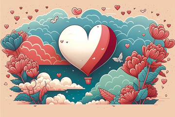 Valentine's day background design. Digital art, generative ai.
