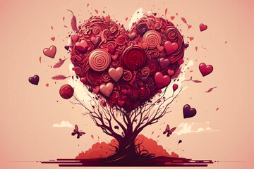 Valentine's day background design. Digital art, generative ai.