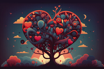 Valentine's day background design. Digital art, generative ai.