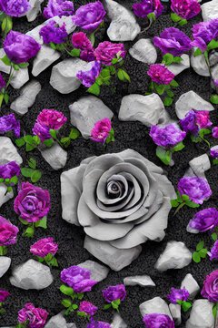 pink roses on a stone