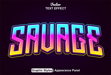 Savage text effect with graphic style and editable.