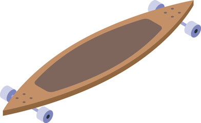 Longboard board icon isometric vector. Retro skateboard. Wheel skate