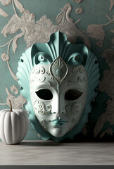 Vertical shot of beautiful Venetian mask, Scary masks for party Generative AI