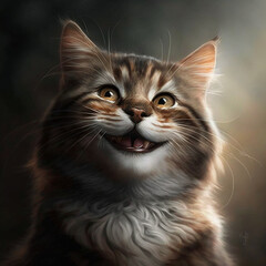 Fototapeta premium cat happy and smiling, Generative AI