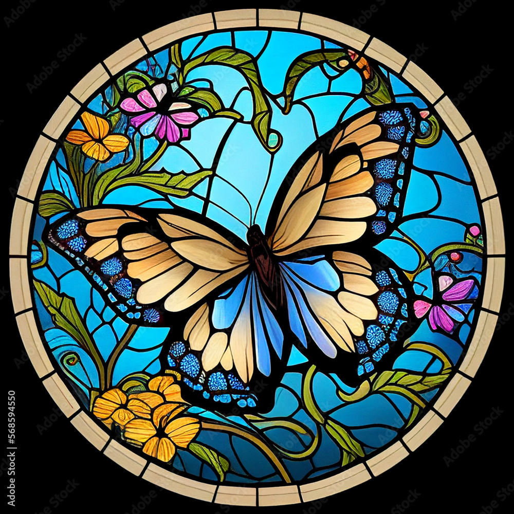 Wall mural stained glass butterfly