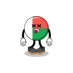 madagascar flag mascot illustration is dead