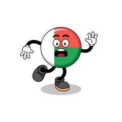 slipping madagascar flag mascot illustration