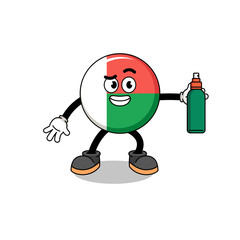 madagascar flag illustration cartoon holding mosquito repellent