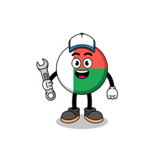 Fototapeta premium madagascar flag illustration cartoon as a mechanic