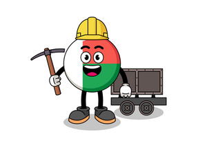 Mascot Illustration of madagascar flag miner