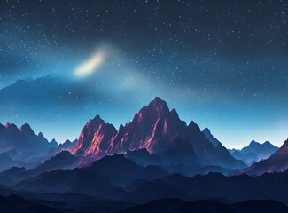 Fototapeta na wymiar Nighttime Mountain Vista with Stars