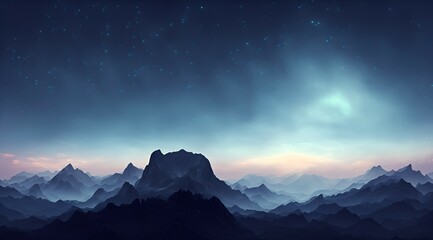 Fototapeta na wymiar Mountain Nightscape with Stars