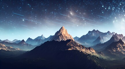 Fototapeta na wymiar Night Sky and Mountain Range