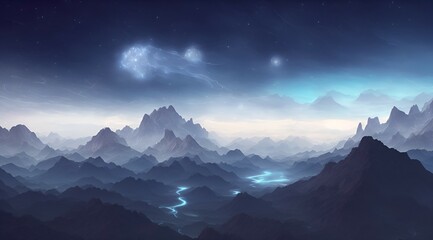 Naklejka na ściany i meble Starry Night in the Mountains