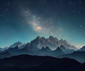 Fototapeta na wymiar Mountain Nightscape with Stars