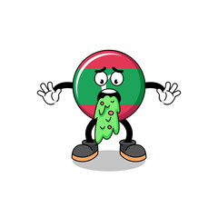maldives flag mascot cartoon vomiting
