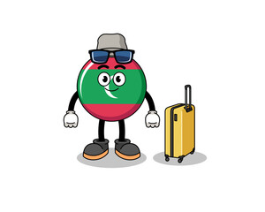 Naklejka premium maldives flag mascot doing vacation