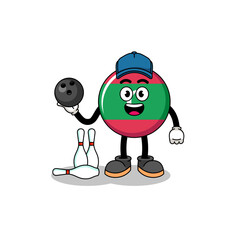 Mascot of maldives flag as a bowling player