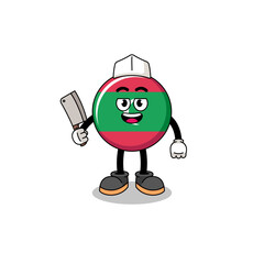 Mascot of maldives flag as a butcher