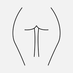 Woman buttocks. Female silhouette. Woman's hips or thights. Female body shape. Vector image
