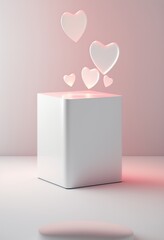 Podium for valentine day product advertisement or restaurant menus with beautiful valentine day background  Generative AI