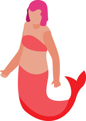 Red sea mermaid icon isometric vector. Cute girl. Ocean princess
