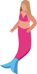 Obraz na płótnie Canvas Sea mermaid icon isometric vector. Cute girl. Ocean girl