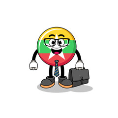 myanmar flag mascot as a businessman