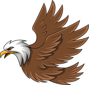 Eagle cartoon mascot character flying