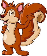 Happy squirrel cartoon waving hand