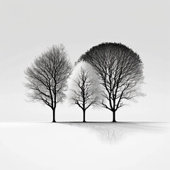 Fototapeta na wymiar minimalist illustration of trees in white and black, generated by AI