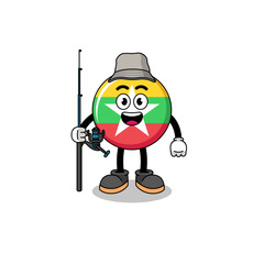 Mascot Illustration of myanmar flag fisherman